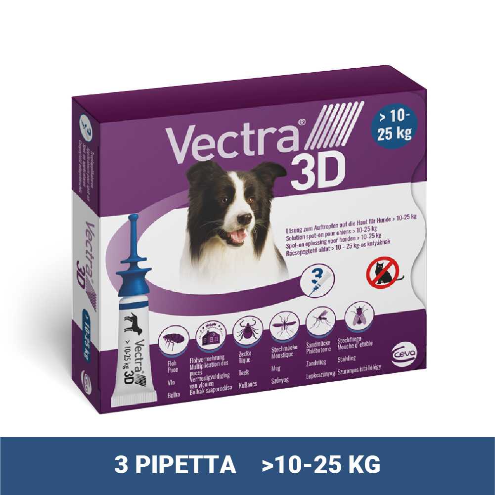 Vectra 3D Spot On 10-25 kg tömegű kutyáknak – Védelem szúnyog, kullancs és bolha ellen - Image 14