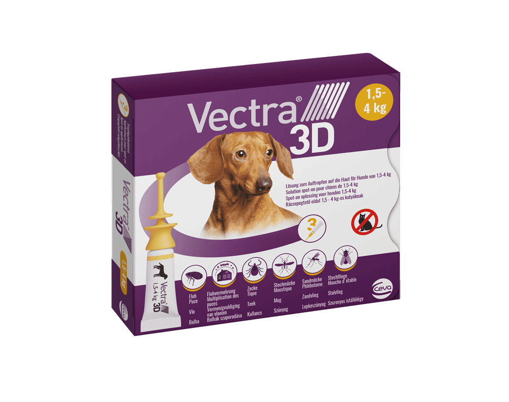 Vectra 3D Spot On 1,5-4 kg tömegű kutyáknak – Védelem szúnyog, kullancs és bolha ellen