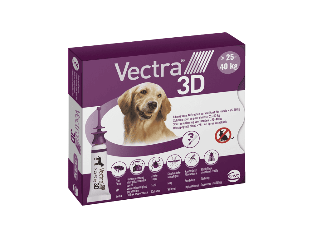 Vectra 3D Spot On 25-40 kg tömegű kutyáknak – Védelem szúnyog, kullancs és bolha ellen