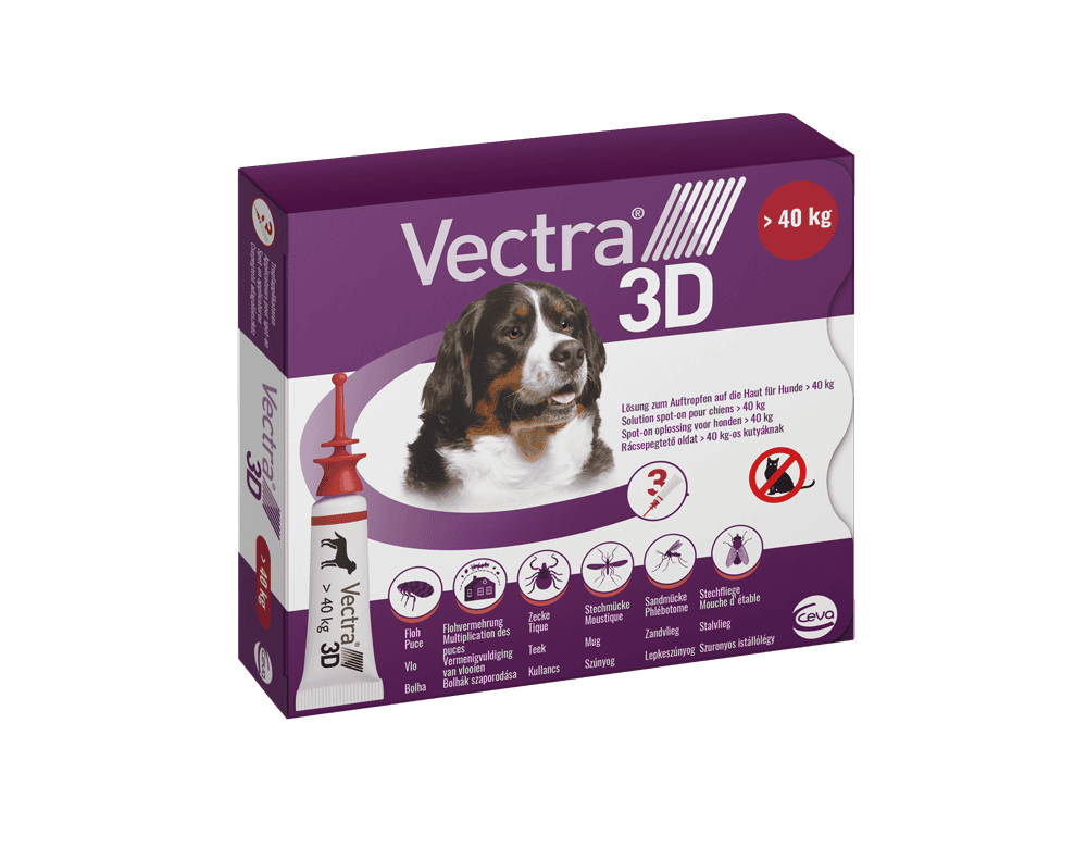 Vectra 3D Spot On 40-66 kg tömegű kutyáknak – Védelem szúnyog, kullancs és bolha ellen