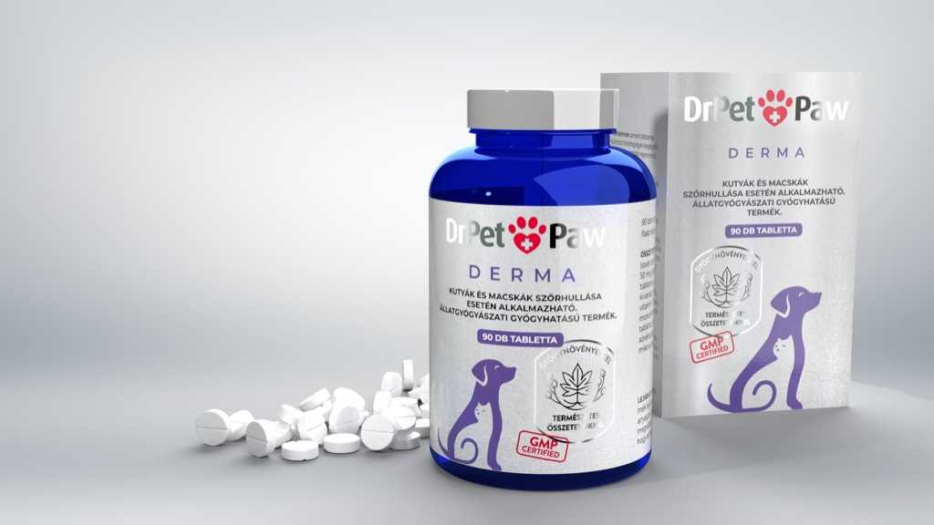 DrPetPaw DERMA – Bőr és szőrzet támogató tabletta 90 tabletta