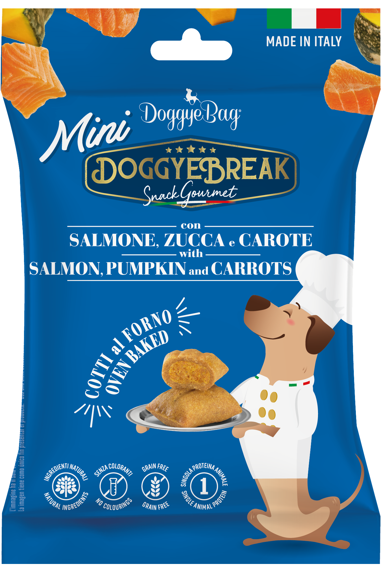 DoggyeBag DoggyeBreak Gourmet – lazacos, sütőtökös és sárgarépás kutyafinomság